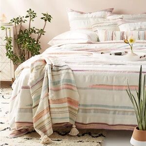 Anthropologie Jess Feury Woven Sunstreak Duvet Cover and Shams
